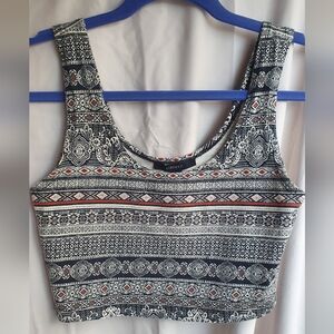 Forever 21 Black and White Tribal Print Tank Top